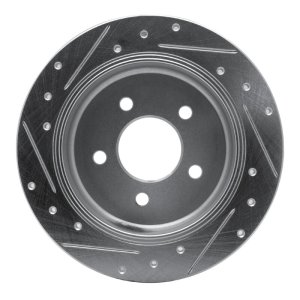 Ford Crown Victoria Brake Rotor (1) - Rear Right - R1 Concepts - Drilled & Slotted - Silver - `96-`02